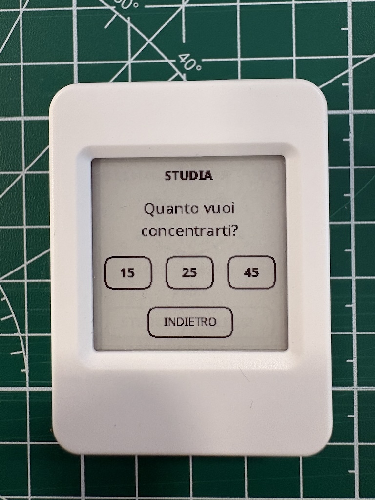 Schermata touch di OpenStudy per scegliere una sessione di studio.