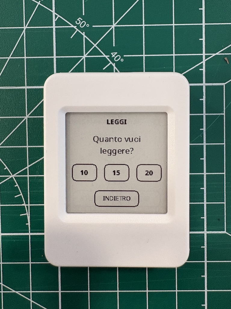 Schermata touch di OpenStudy per scegliere una sessione di lettura.